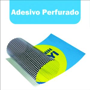 Adesivo Perfurado  4x0 Brilho Sem acabamento 