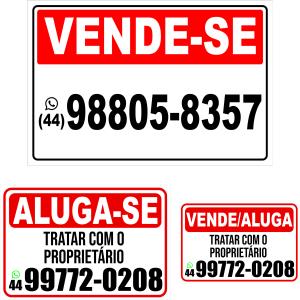 Placa Vende-se / Aluga-se ps 3mm  4x0  c/ ilhós 